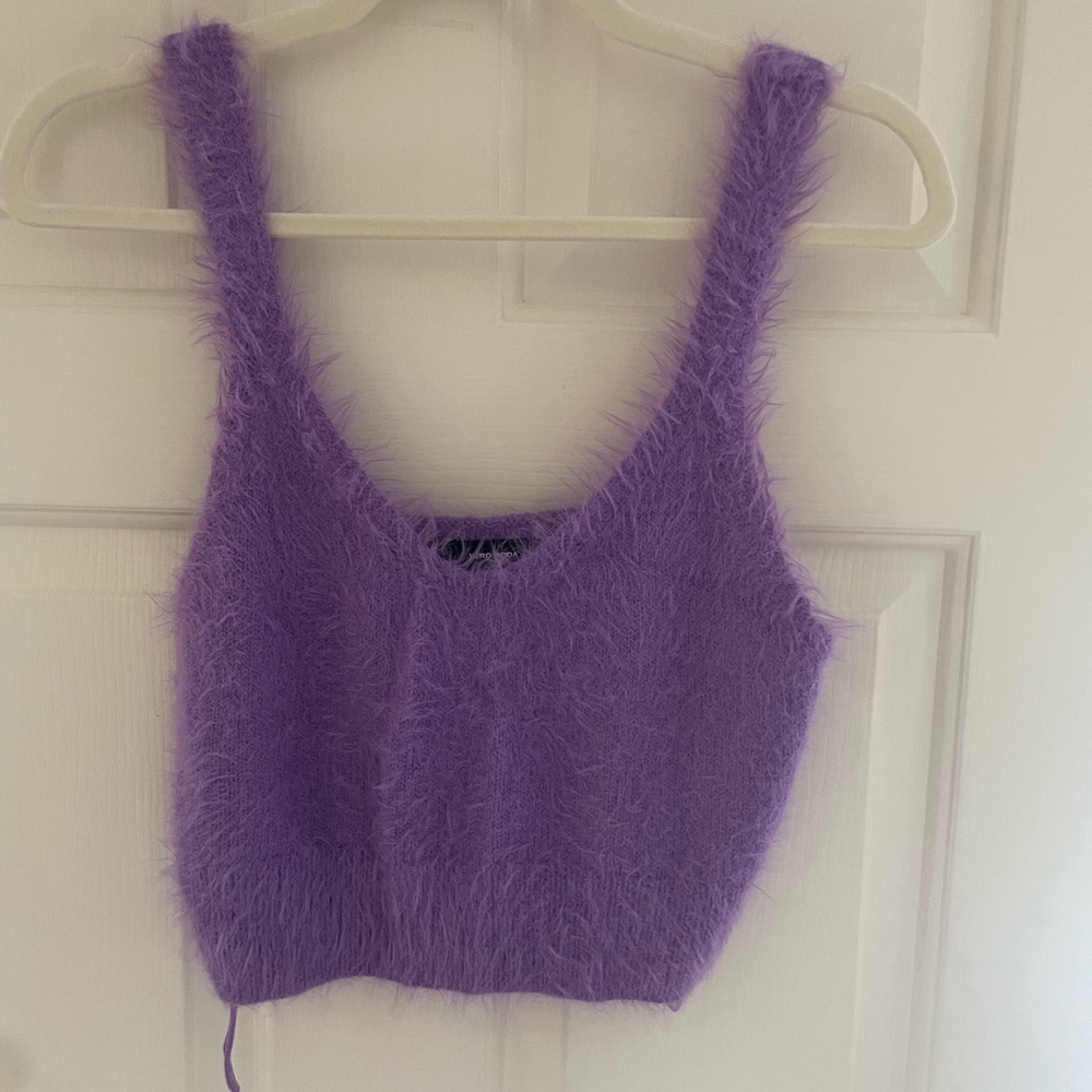 Vero Moda L Purple Fitted Crop Tank Top